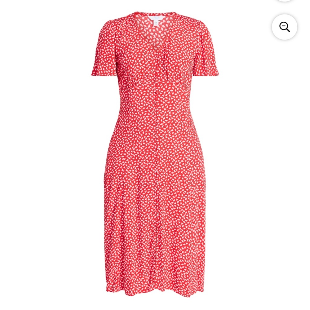 Red floral Midi Dress